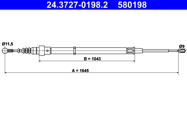 Cable, parking brake - 24.3727-0198.2 ATE