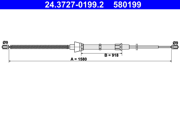 Cable, parking brake - 24.3727-0199.2 ATE