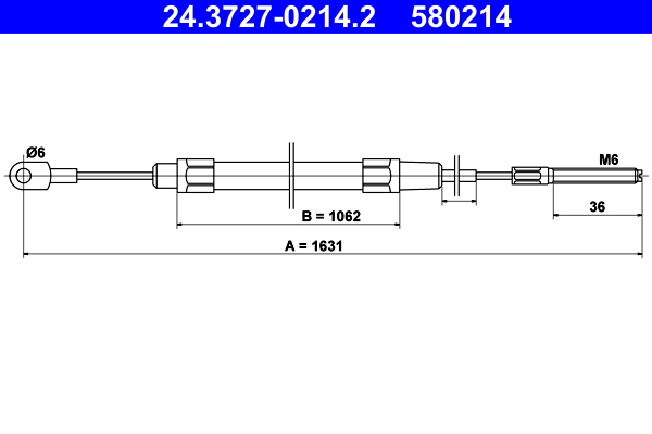 Cavo comando, Freno stazionamento - 24.3727-0214.2 ATE