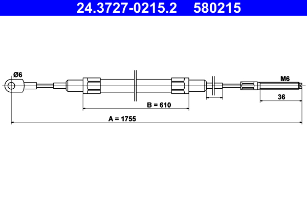 Cavo comando, Freno stazionamento - 24.3727-0215.2 ATE