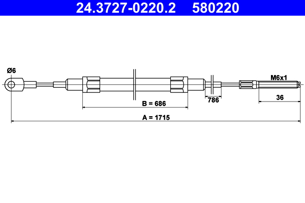 Cavo comando, Freno stazionamento - 24.3727-0220.2 ATE