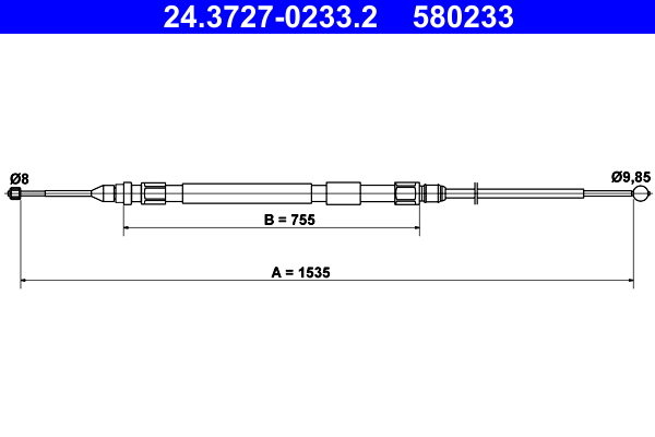 Cable, parking brake - 24.3727-0233.2 ATE