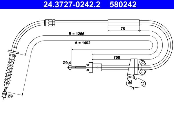 Cable, parking brake - 24.3727-0242.2 ATE