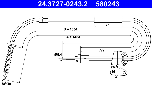 Cable, parking brake - 24.3727-0243.2 ATE