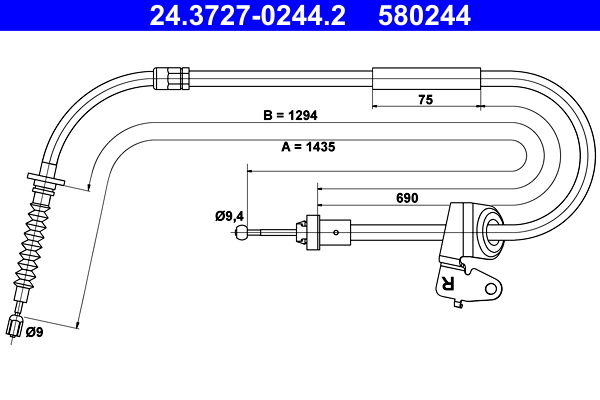 Cavo comando, Freno stazionamento - 24.3727-0244.2 ATE