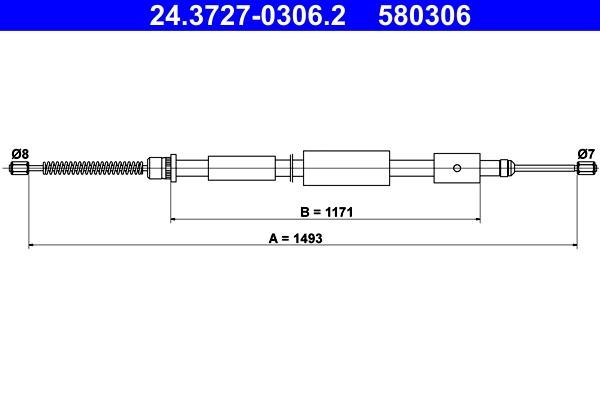 Cavo comando, Freno stazionamento - 24.3727-0306.2 ATE