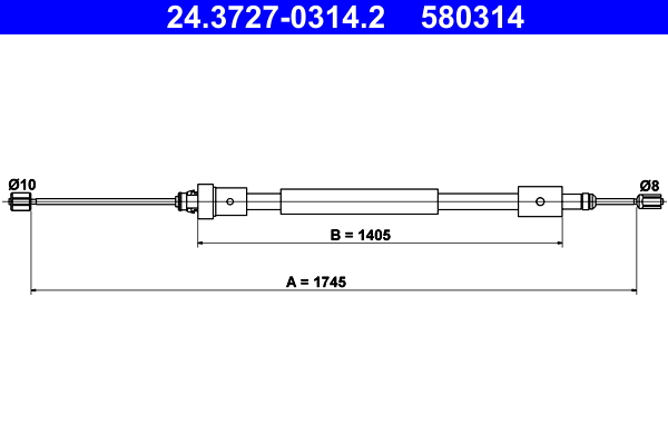 Cable, parking brake - 24.3727-0314.2 ATE