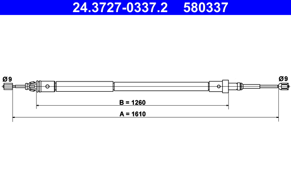 Cavo comando, Freno stazionamento - 24.3727-0337.2 ATE