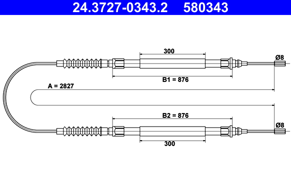 Cable, parking brake - 24.3727-0343.2 ATE