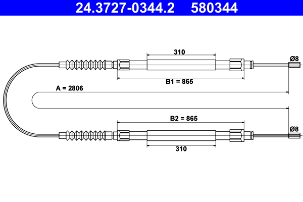 Cavo comando, Freno stazionamento - 24.3727-0344.2 ATE
