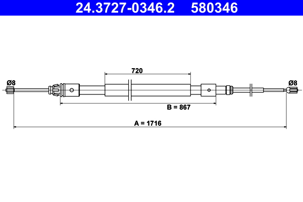 Cable, parking brake - 24.3727-0346.2 ATE