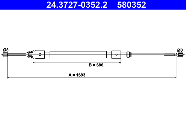 Cable, parking brake - 24.3727-0352.2 ATE