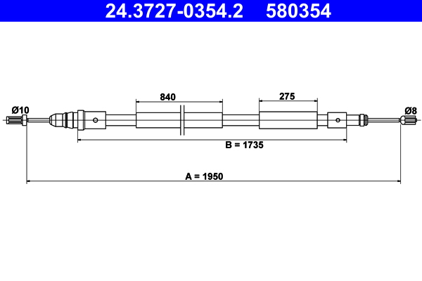 Cable, parking brake - 24.3727-0354.2 ATE