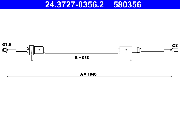 Cable, parking brake - 24.3727-0356.2 ATE