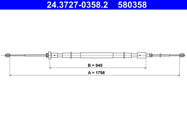Cavo comando, Freno stazionamento - 24.3727-0358.2 ATE