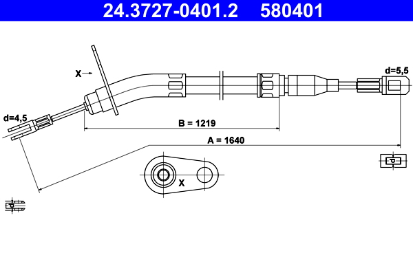 Cable, parking brake - 24.3727-0401.2 ATE