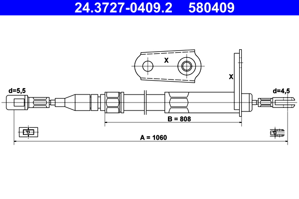Cable, parking brake - 24.3727-0409.2 ATE