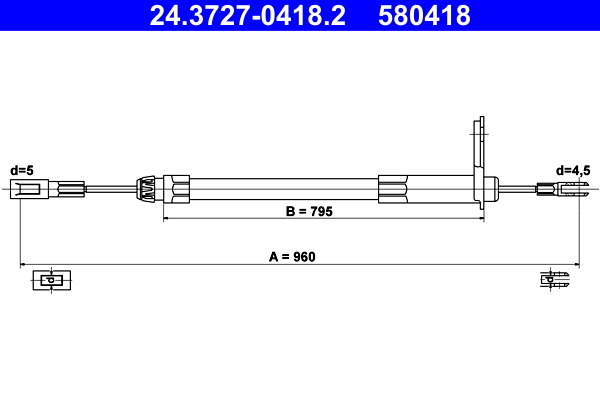 Cable, parking brake - 24.3727-0418.2 ATE