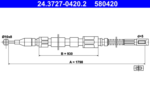 Cavo comando, Freno stazionamento - 24.3727-0420.2 ATE