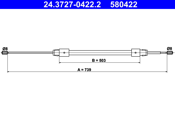 Cavo comando, Freno stazionamento - 24.3727-0422.2 ATE