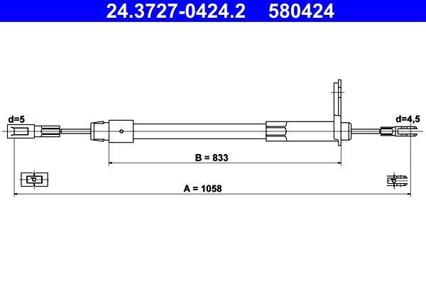 Cavo comando, Freno stazionamento - 24.3727-0424.2 ATE