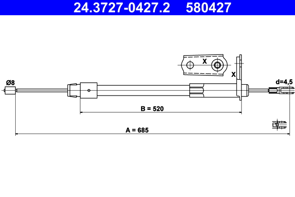 Cable, parking brake - 24.3727-0427.2 ATE