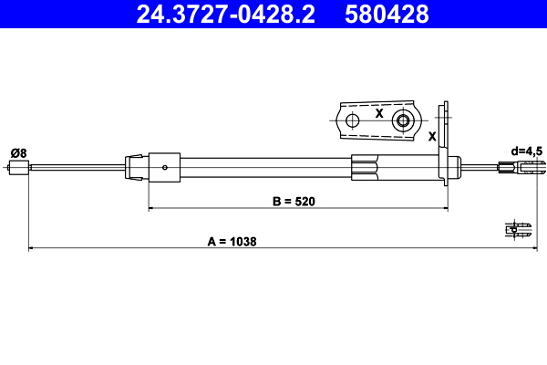 Cable, parking brake - 24.3727-0428.2 ATE