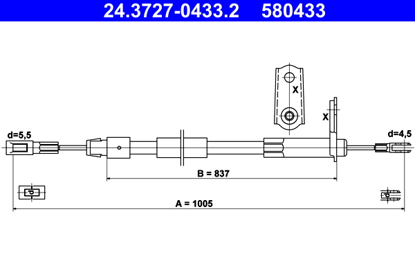 Cavo comando, Freno stazionamento - 24.3727-0433.2 ATE