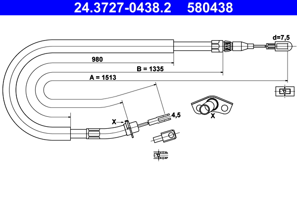 Cavo comando, Freno stazionamento - 24.3727-0438.2 ATE