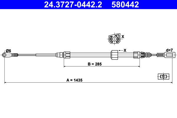 Cable, parking brake - 24.3727-0442.2 ATE