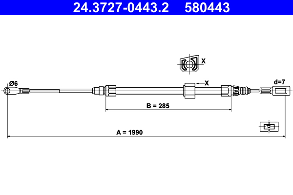 Cavo comando, Freno stazionamento - 24.3727-0443.2 ATE