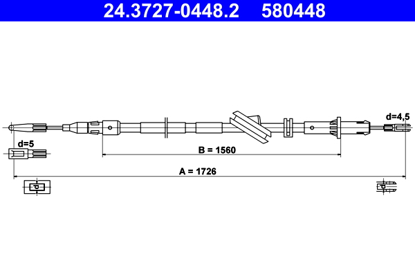 Cable, parking brake - 24.3727-0448.2 ATE