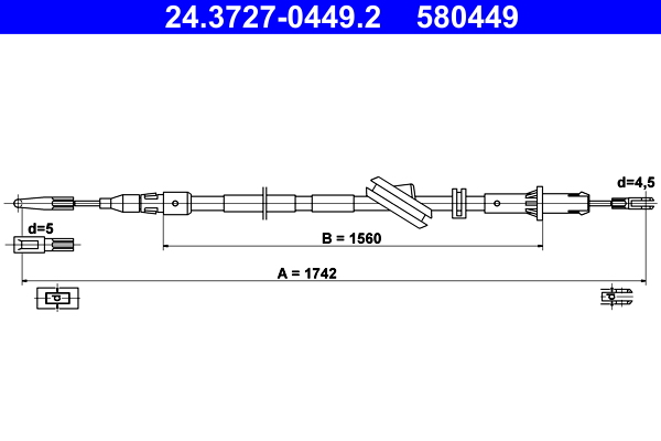 Cable, parking brake - 24.3727-0449.2 ATE