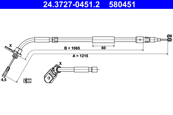 Cable, parking brake - 24.3727-0451.2 ATE