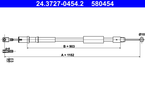 Cavo comando, Freno stazionamento - 24.3727-0454.2 ATE