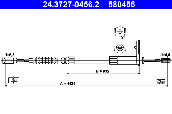Cavo comando, Freno stazionamento - 24.3727-0456.2 ATE