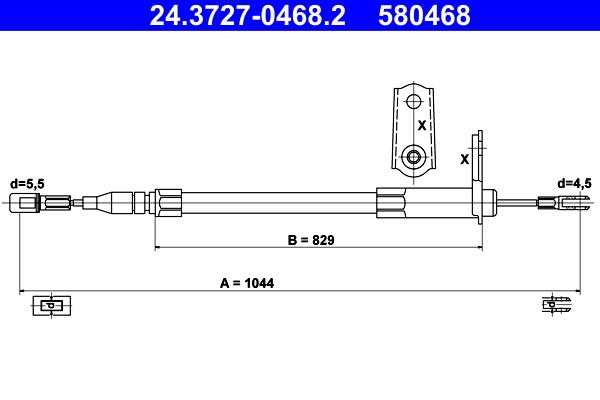Cable, parking brake - 24.3727-0468.2 ATE