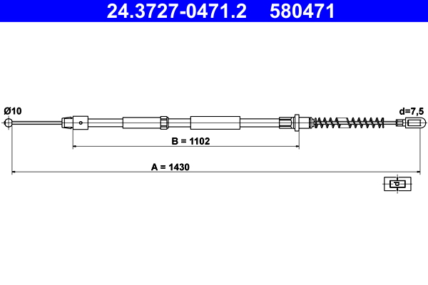 Cable, parking brake - 24.3727-0471.2 ATE