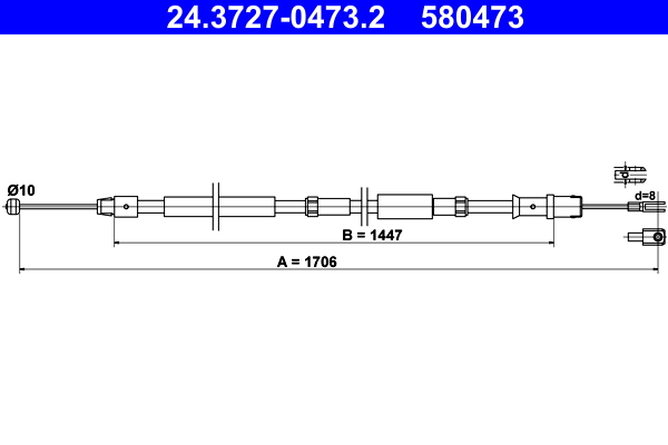 Cavo comando, Freno stazionamento - 24.3727-0473.2 ATE