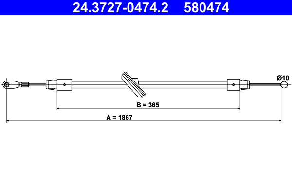 Cable, parking brake - 24.3727-0474.2 ATE