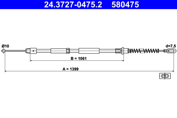 Cable, parking brake - 24.3727-0475.2 ATE