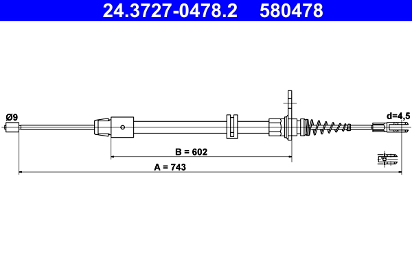 Cable, parking brake - 24.3727-0478.2 ATE