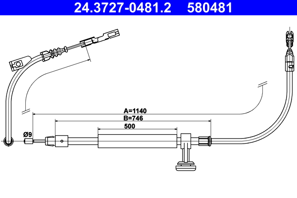 Cable, parking brake - 24.3727-0481.2 ATE