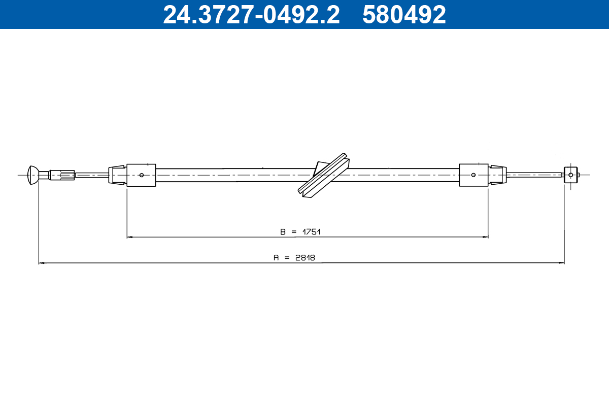 Cavo comando, Freno stazionamento - 24.3727-0492.2 ATE