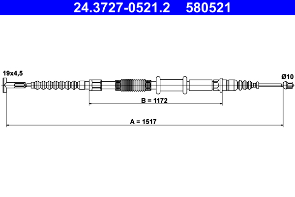 Cable, parking brake - 24.3727-0521.2 ATE