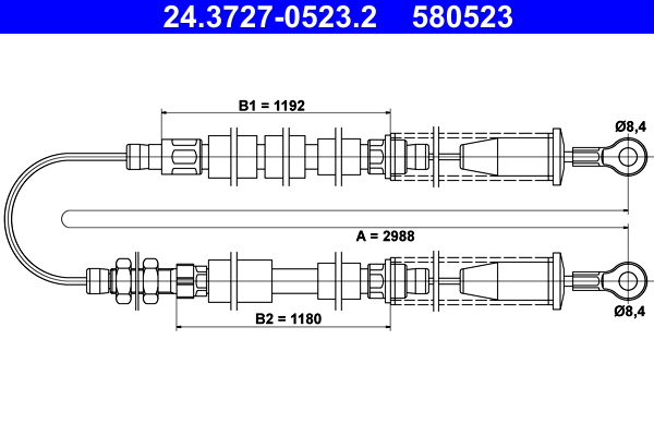 Cavo comando, Freno stazionamento - 24.3727-0523.2 ATE