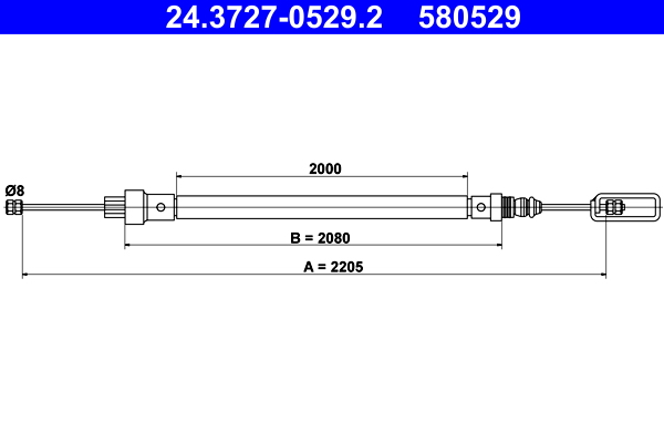 Cable, parking brake - 24.3727-0529.2 ATE