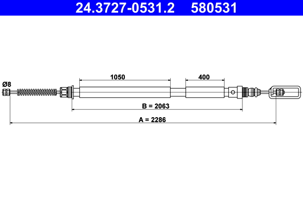 Cable, parking brake - 24.3727-0531.2 ATE