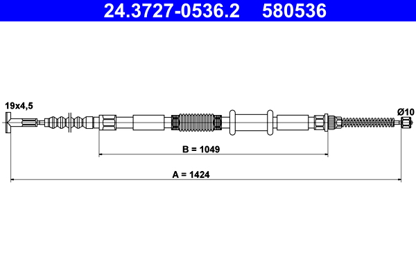 Cable, parking brake - 24.3727-0536.2 ATE