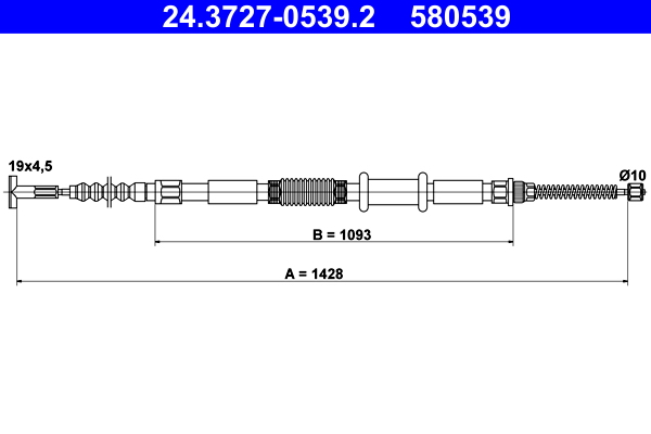 Cable, parking brake - 24.3727-0539.2 ATE